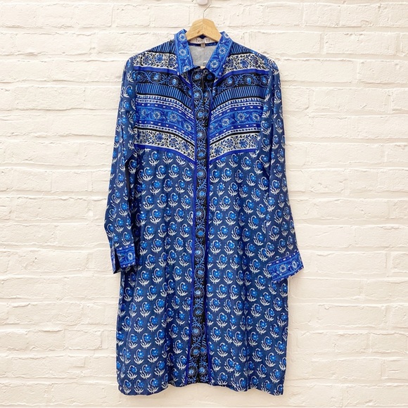 Bella Tu Dresses & Skirts - Bella Tu || Lara Block Print Shirtdress Dress Blue Floral Small NWT